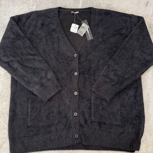 NWT Fashionova Women's Jacket Size 2X Black Button Front Super Soft!‎